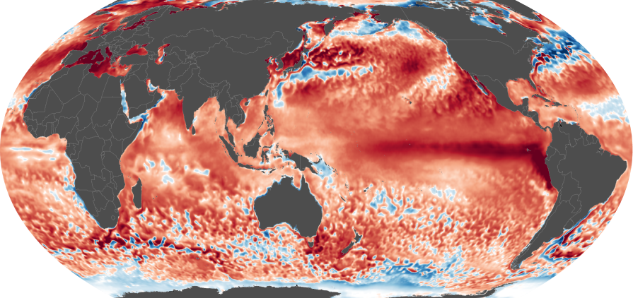 Sea surface temperature anomalies across the Pacific Ocean, June 2026
